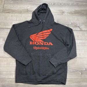 Honda Hoodie Sweatshirt Mens 2XL Gray Troy Lee Designs Wing Logo Pullover Racing